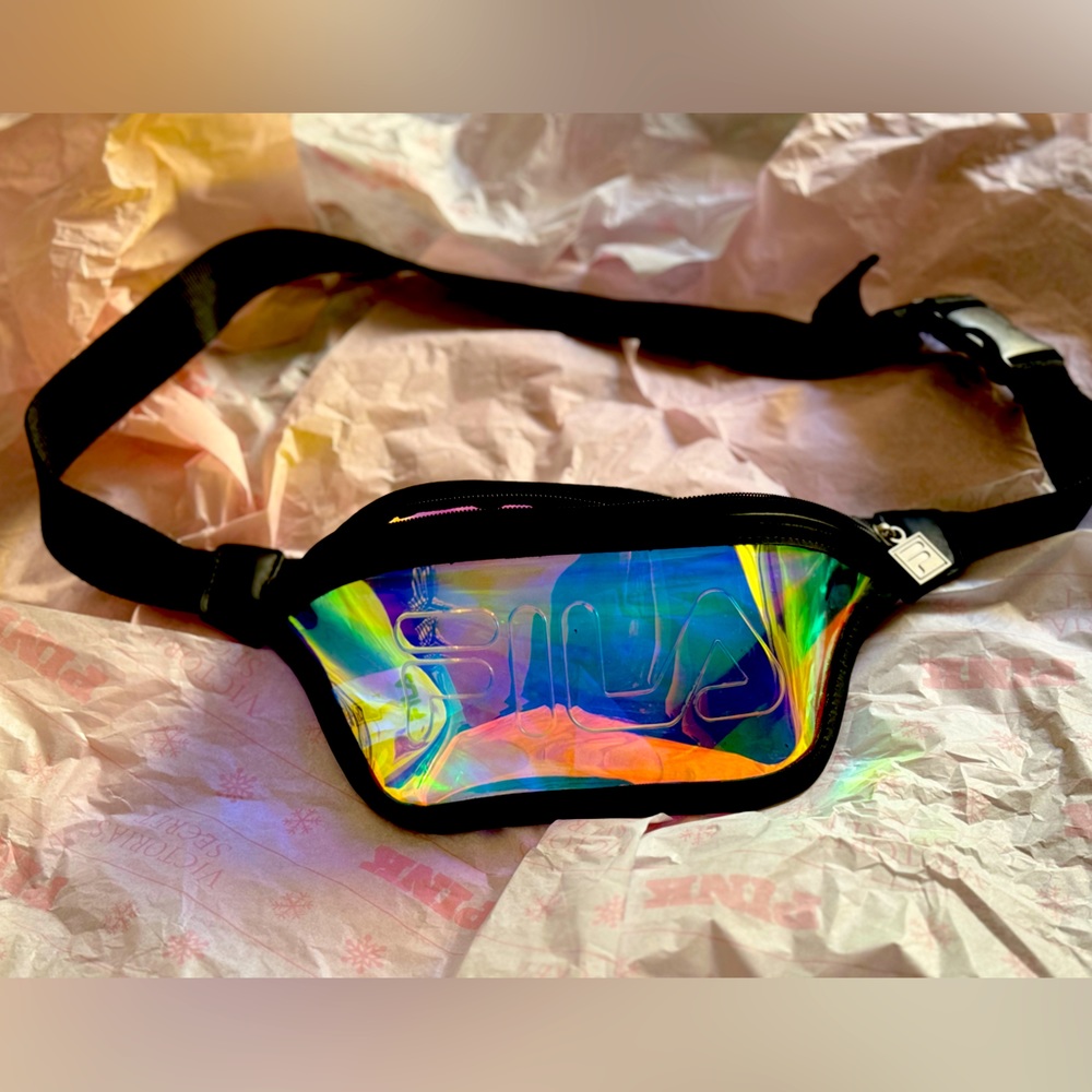 Cute Iridescent FILA Fanny Pack clear